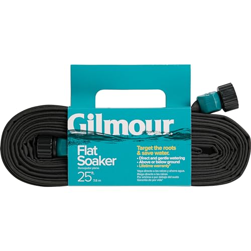 Gilmour flat weeper hose neatly coiled, showcasing easy storage