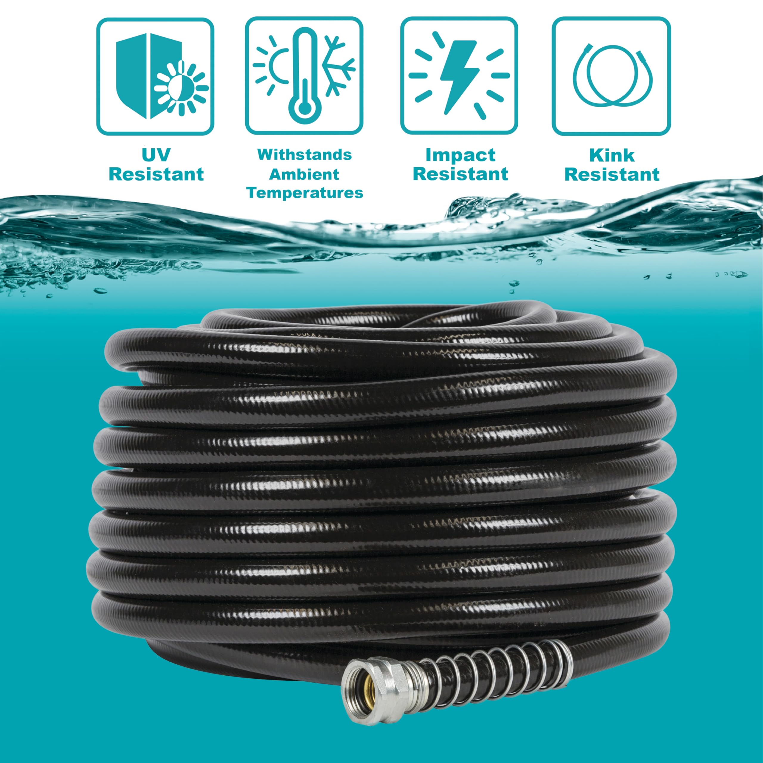 Gilmour Pro Flexogen hose with 650 PSI burst rating for strong water delivery.