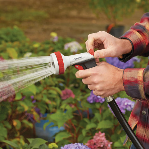 Gilmour Pro adjustable spray patterns ideal for lawn, garden, and shrubs.