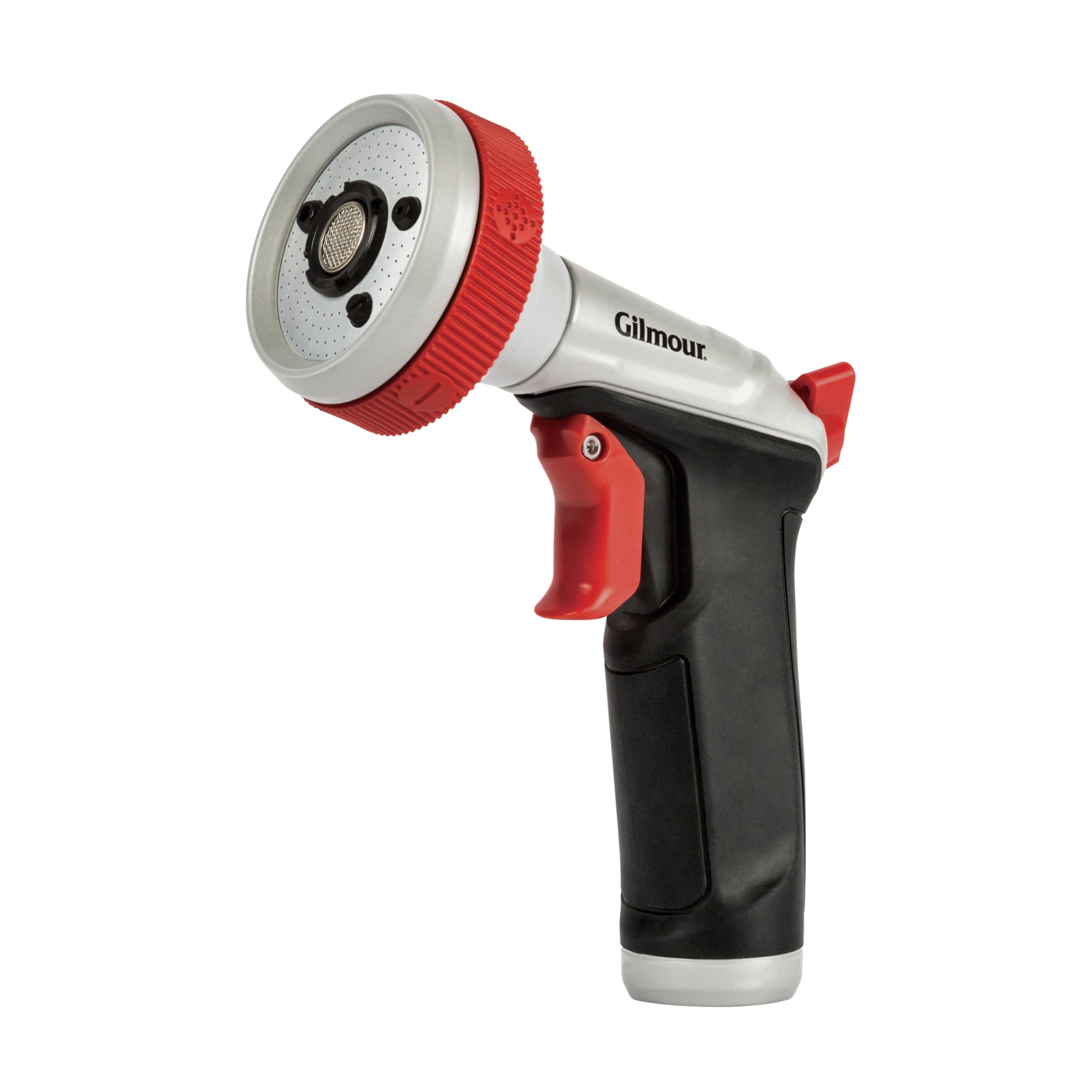 Gilmour Pro heavy-duty nozzle with five patterns for versatile watering tasks.