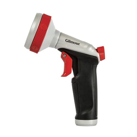 Gilmour Pro thumb-trigger control enables precise flow for seedlings.