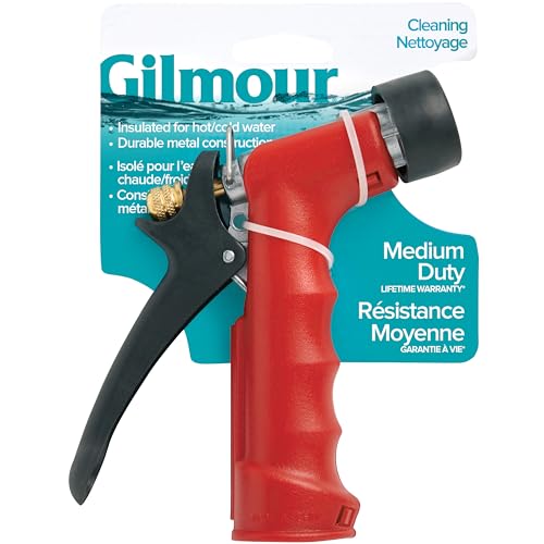 Gilmour rear-control nozzle with adjustable flow for versatile watering.