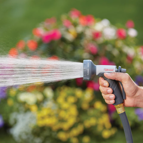 Gilmour spray nozzle supports washing cars, siding, and pets