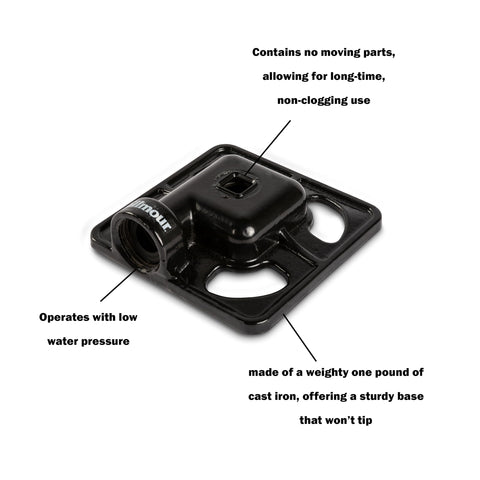Gilmour stationary spot sprinkler spray pattern demonstrating gentle fountain-like mist