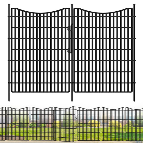 GILPWA 10-panel garden fence with gate offers secure pet containment.