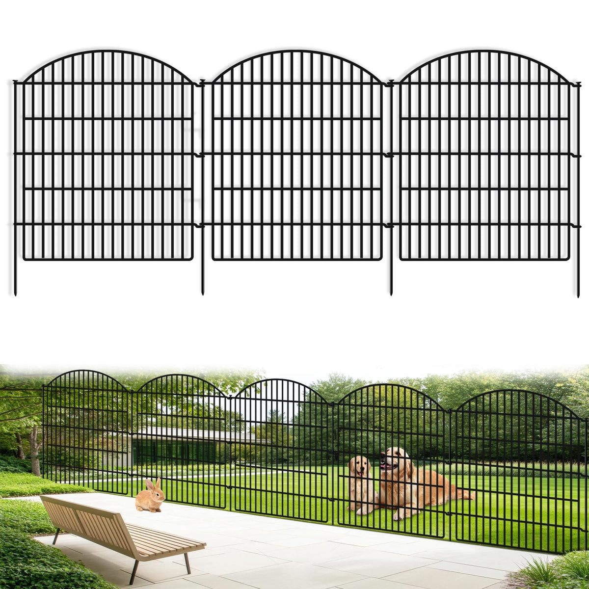 GILPWA 10-panels garden fence with arch design for stylish yard borders and animal containment.