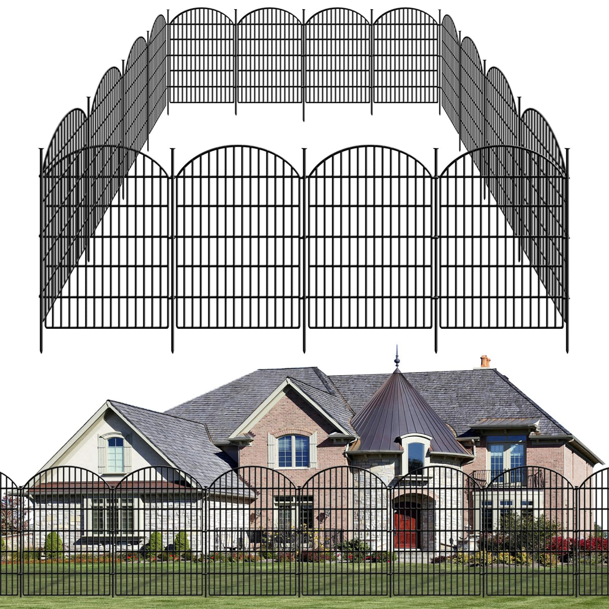 GILPWA 18-panel garden fence setup shows arch design and quick install.
