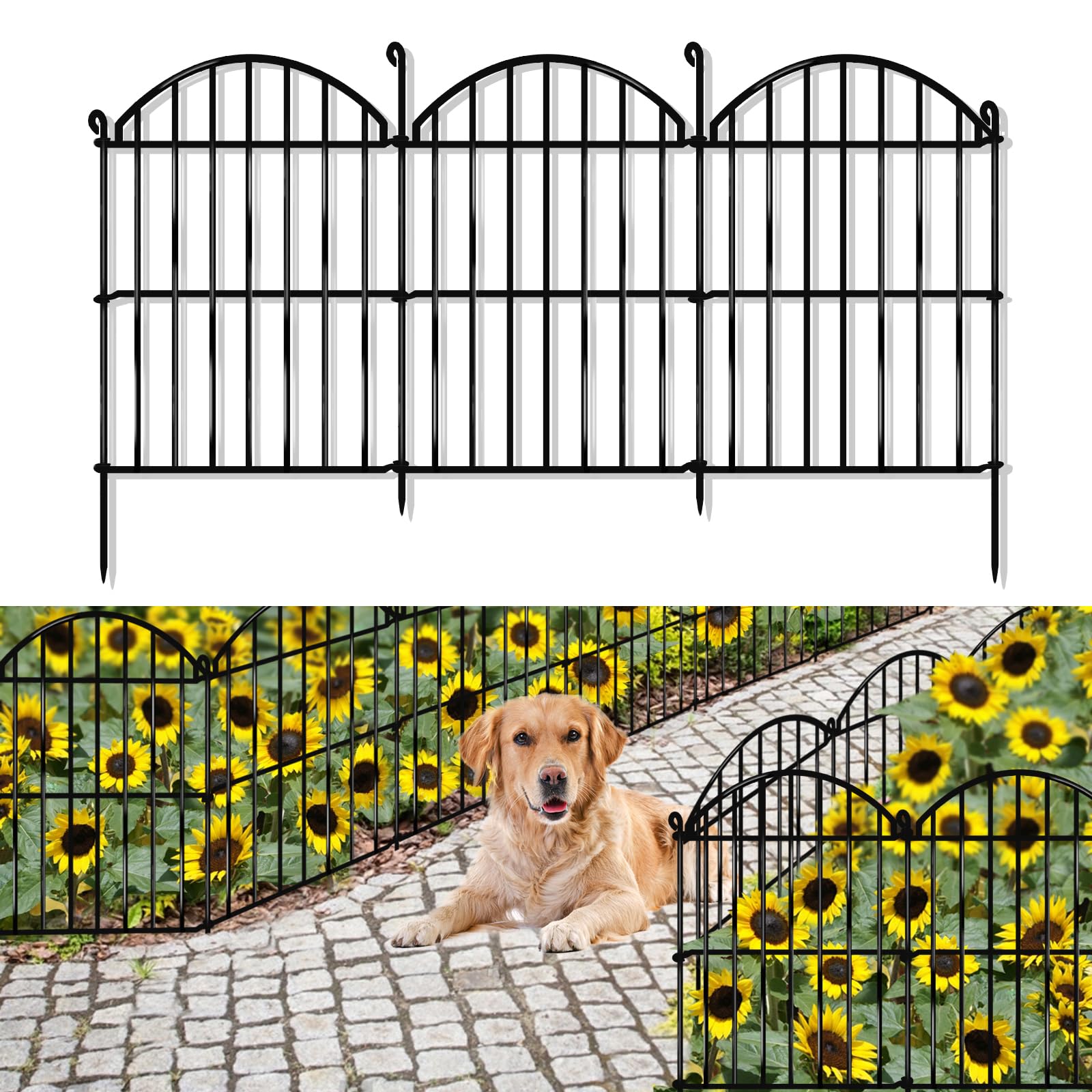 GILPWA 32-panel garden fence with arch design secures borders and enhances curb appeal.