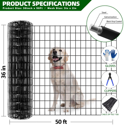 GILPWA fence dimensions 36in height by 50ft length in a yard setting