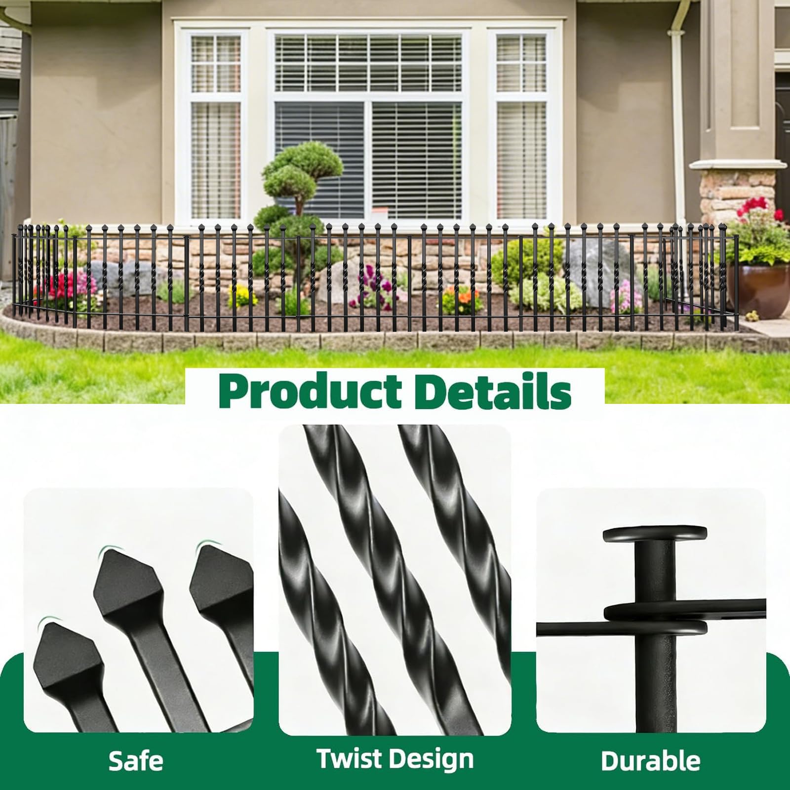 GILPWA rust-resistant metal fence withstands all weather conditions