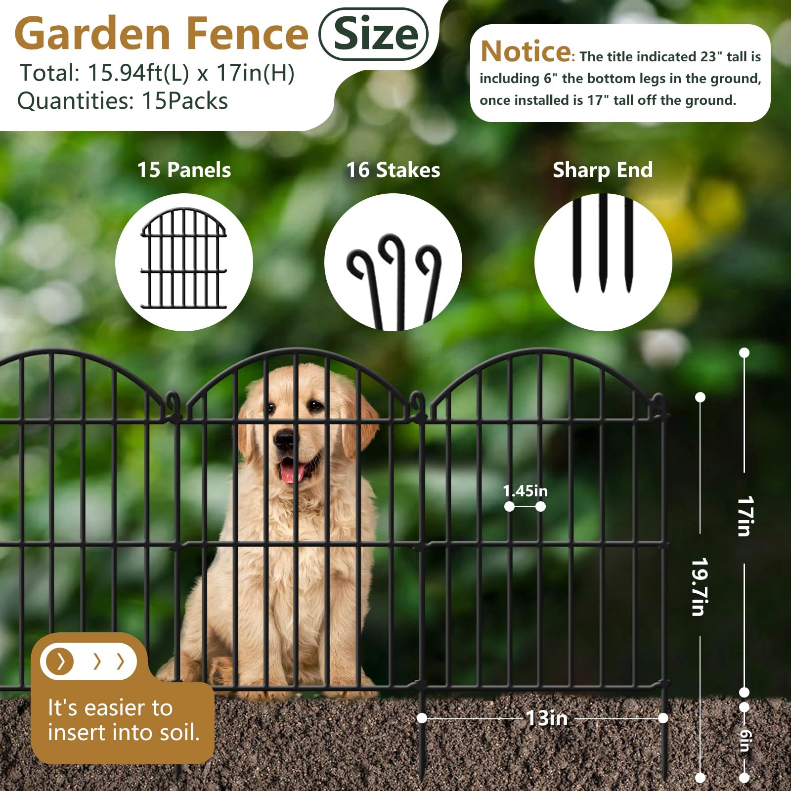 GILPWA metal garden border with stakes secures in soil for durable protection
