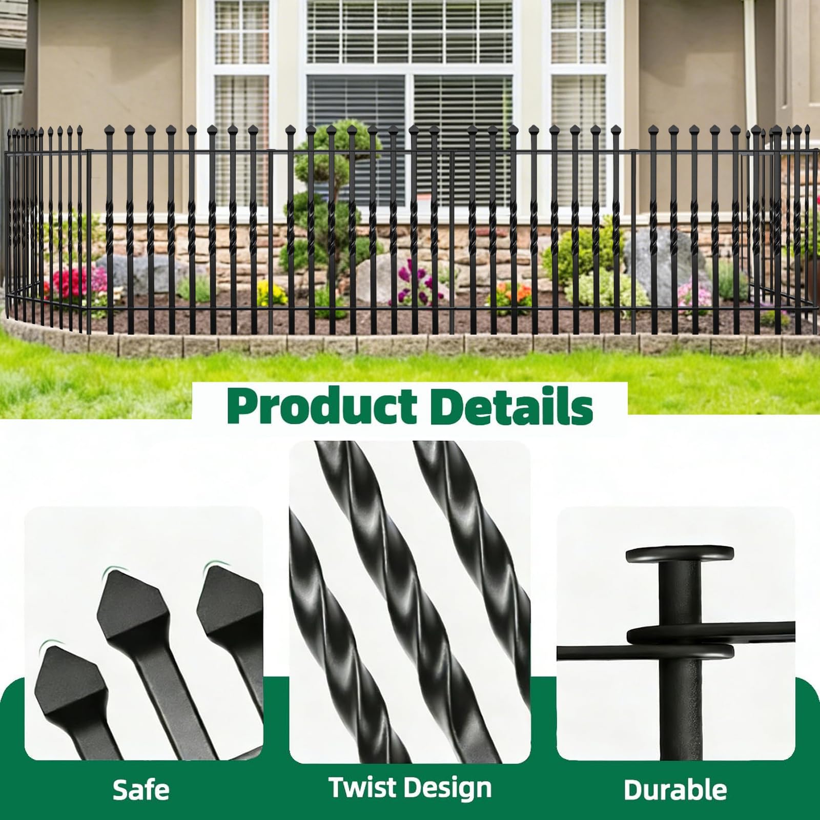 GILPWA rust-resistant metal fence withstands weather for long-lasting outdoor use.