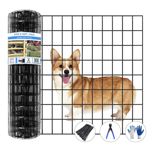 GILPWA welded wire fence roll in black with durable PVC coating for outdoors