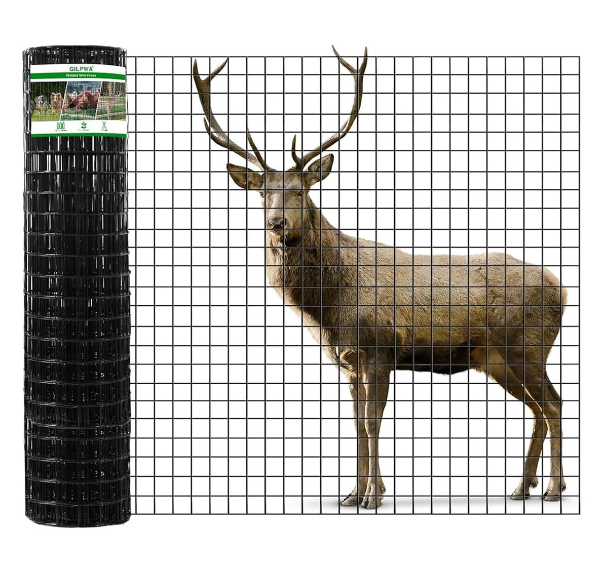GILPWA wire fence 50ft roll with black vinyl coating for rust resistance and easy handling.