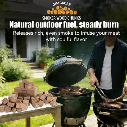 Gimgsoen oak chunks on grill scene for balanced deep smoke