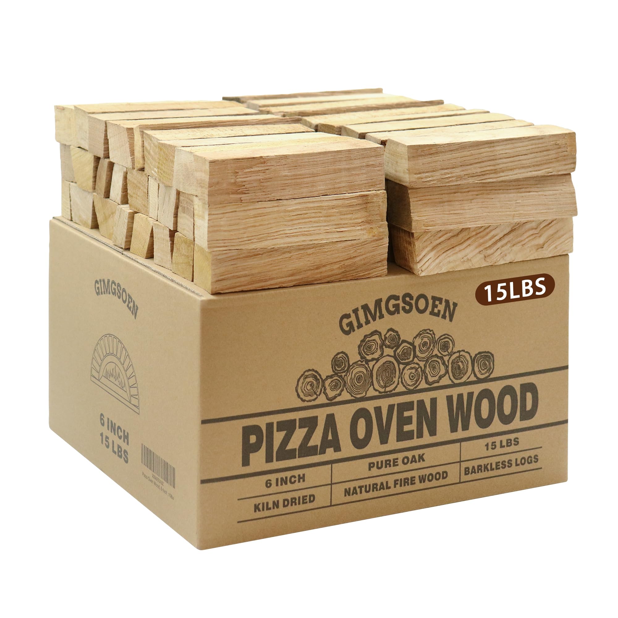 Gimgsoen pizza oven wood 6-inch oak logs for quick ignition and clean burn.