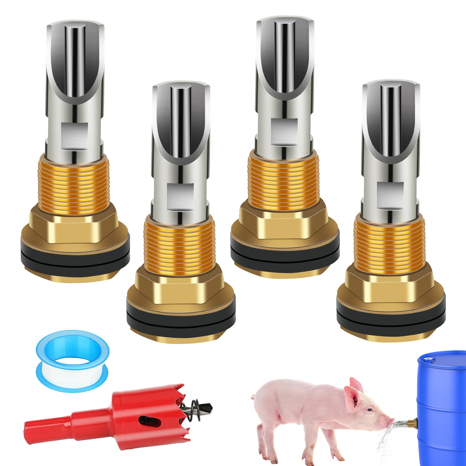 GINDOOR pig waterer nipple kit mounted on barrel for easy hydration access