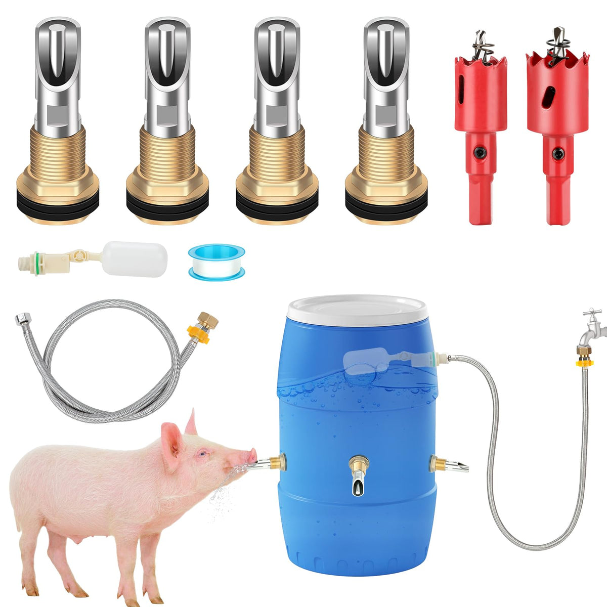 GINDOOR pig waterer nipple system assembly for quick installation and reliable hydration.