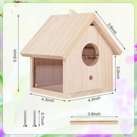 GINDOOR wooden bird house with see-through design for monitoring.