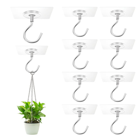 Ginmino adhesive ceiling hook for hanging plants on glass or tile, damage-free and easy to remove.