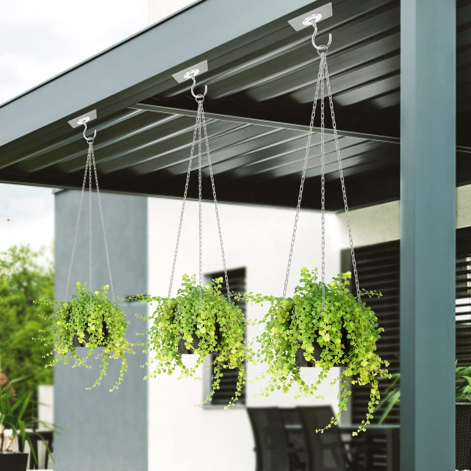 Ginmino hook supports wind chimes on veranda, rust-proof and weather-resistant.