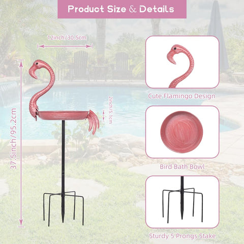 giole bird bath with five-prong stake provides stable garden support