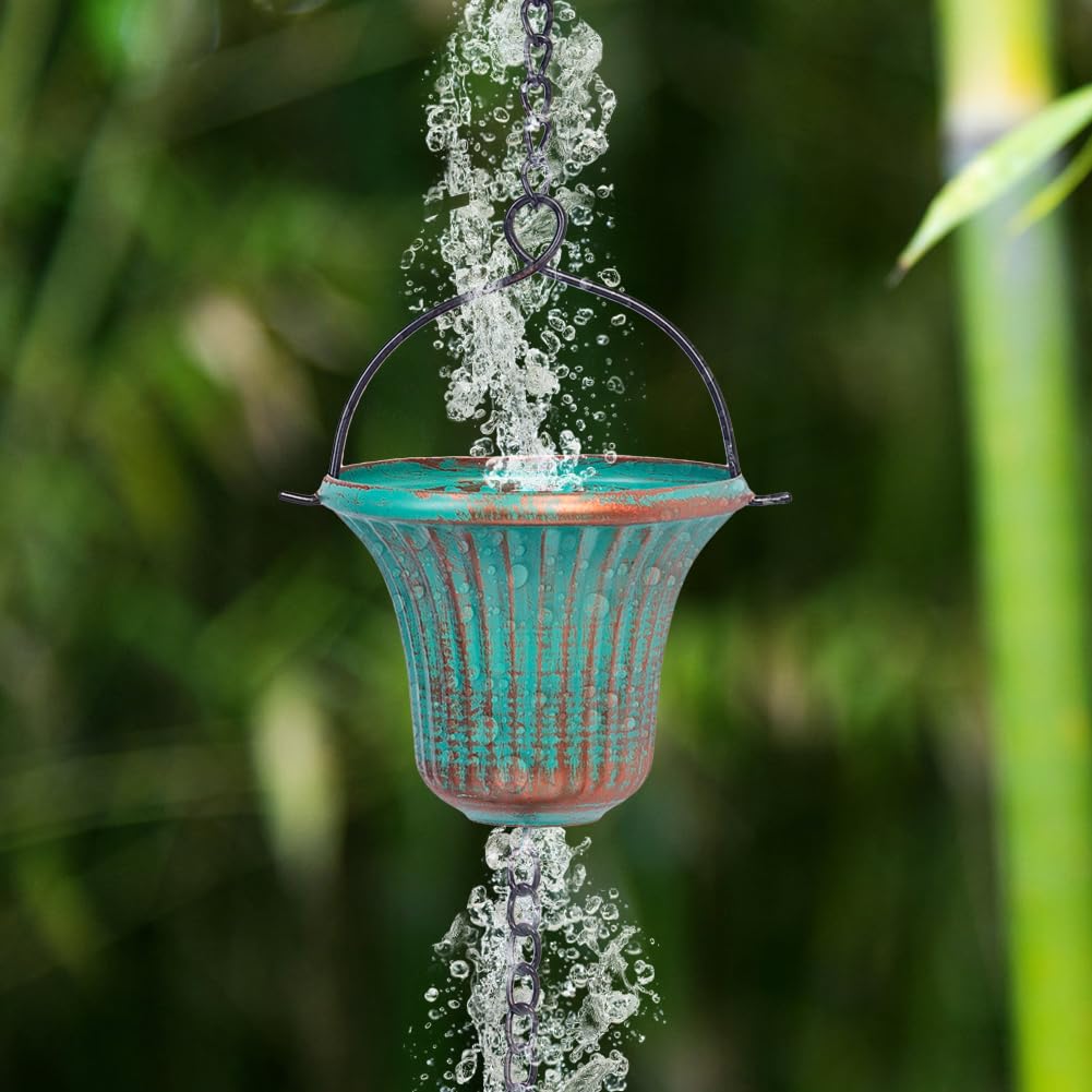 outdoor giole rain chain enhances garden ambience with calming water sounds