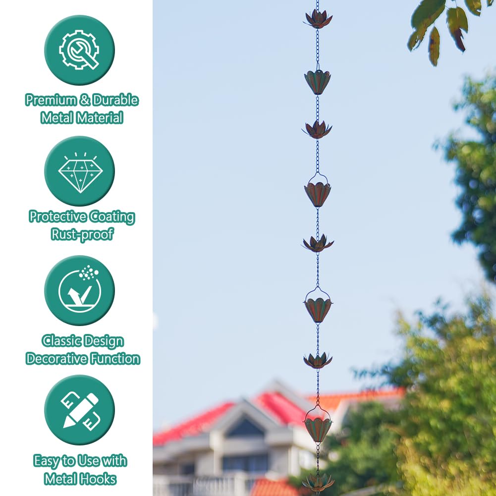 giole outdoor rain chain directs rain along a decorative path outside your home