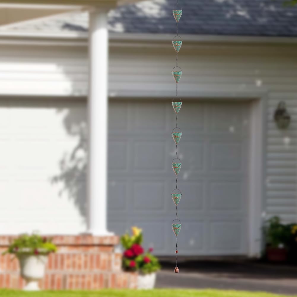 giole outdoor rain chain installed on house exterior boosting ambiance