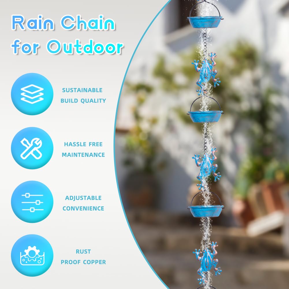 giole Rain Chain measures 11.38 feet for a graceful, extended water path.