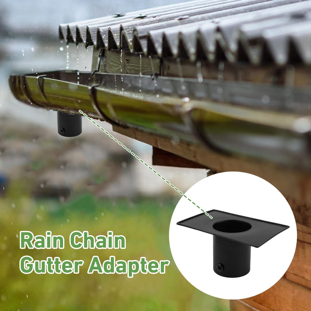 giole rain chain adapter assembly: quick threading into gutter holes for easy setup