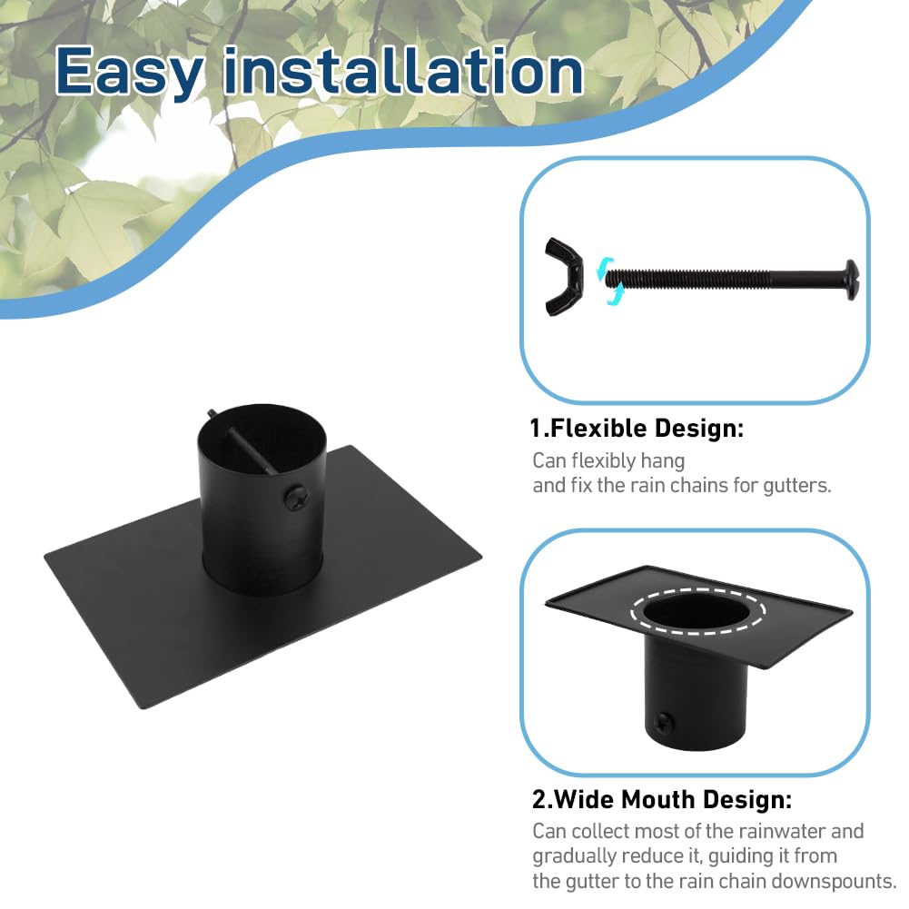giole rain chain adapter-black coating: rust-resistant finish for outdoor durability