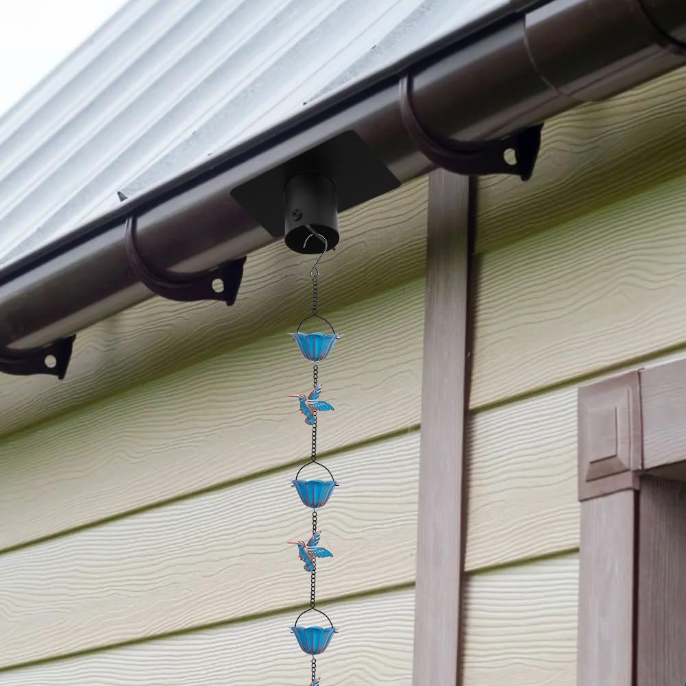 giole rain chain adapter-on-gutter: supports decorative rain chains replacing downspouts