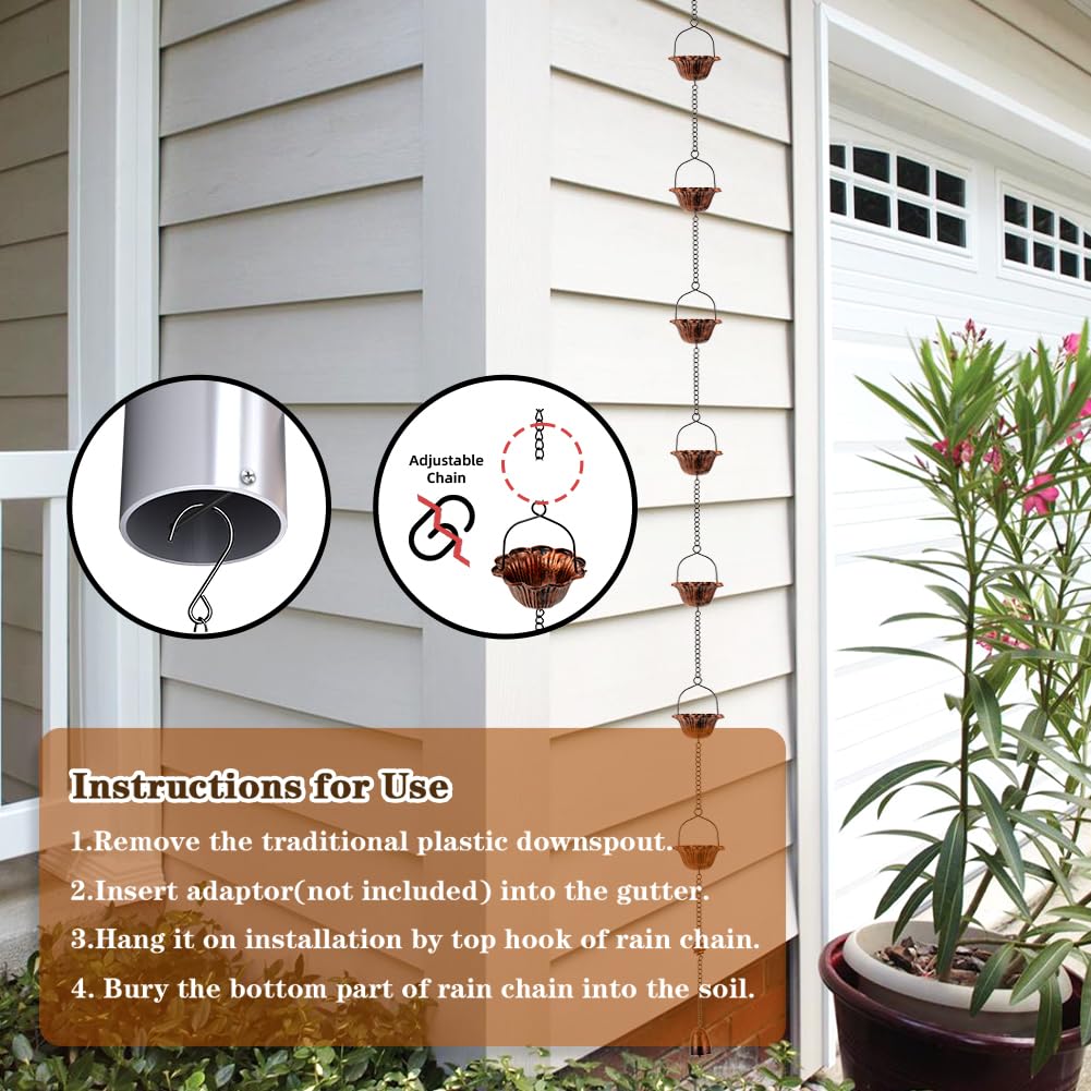 giole rain chain end bell enhances decorative appeal