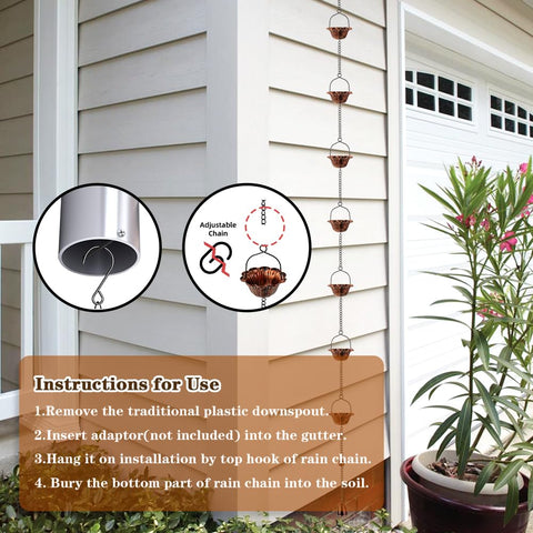 giole rain chain end bell enhances decorative appeal