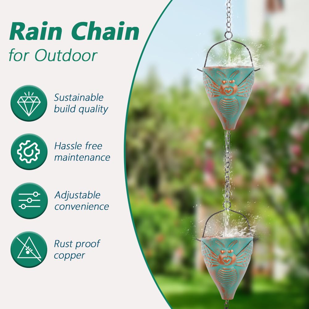 giole metal rain chain with protective coating resists rust and weathering
