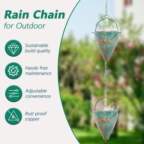giole metal rain chain with protective coating resists rust and weathering