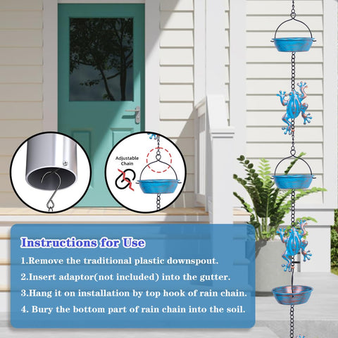 giole Rain Chain installs with S-shaped hooks for tool-free setup.