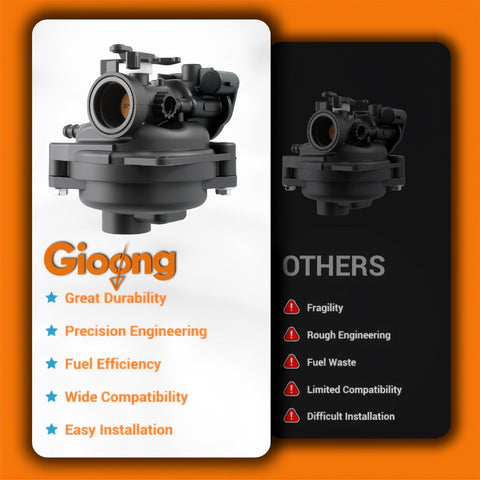 Precise air-fuel mix enhances engine efficiency with Gioong carburetor.