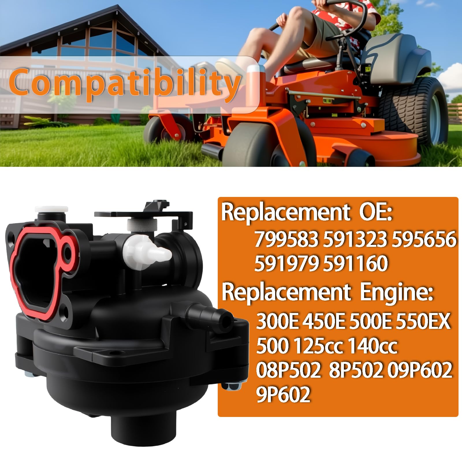 Gioong carburetor delivers robust performance for steady lawn mower operation.