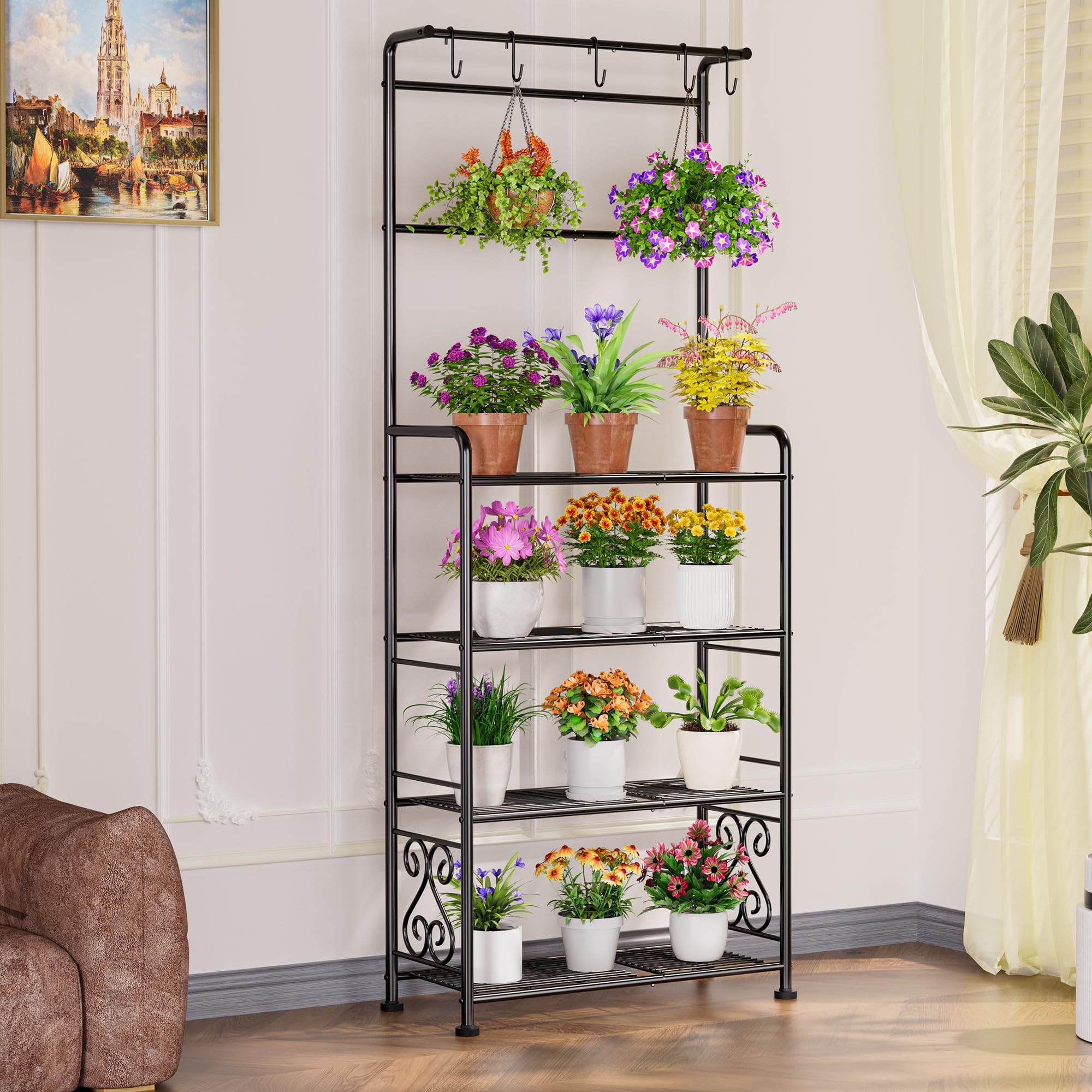 GIOTORENT adjustable feet keep the stand stable on uneven floors.