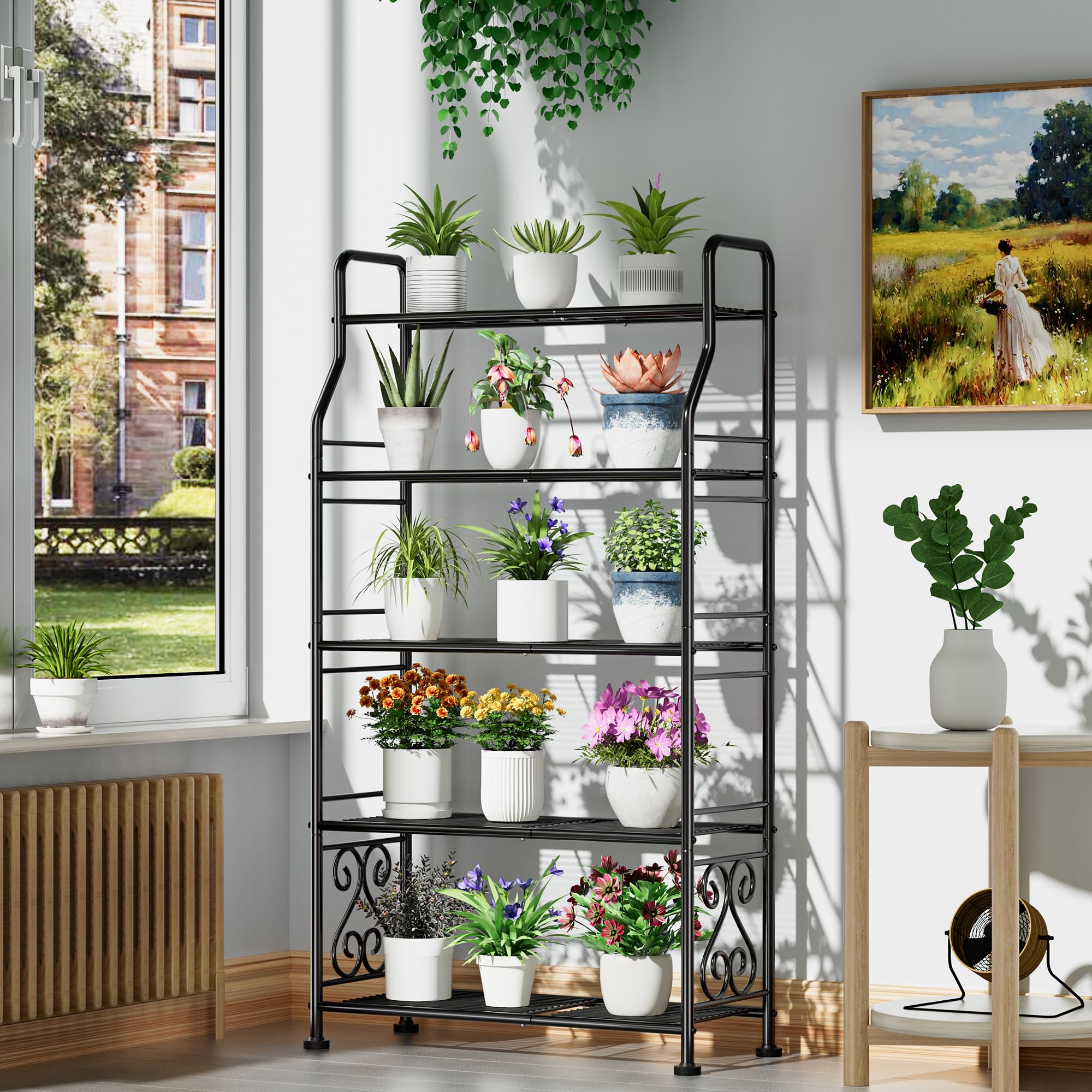 Sturdy frame with reinforced crossbars prevents wobble and protects floors with non-slip feet.