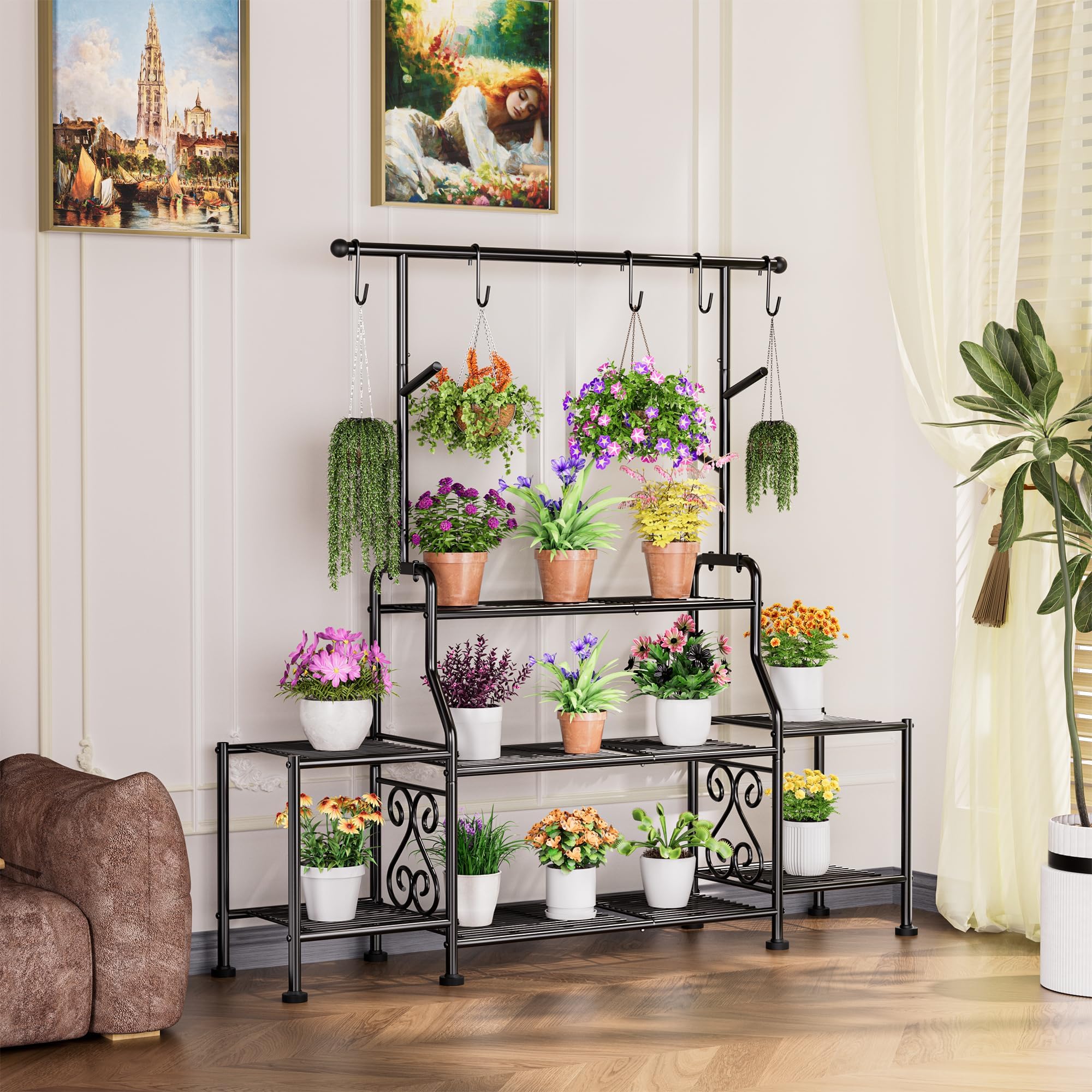 GIOTORENT black matte finish plant stand fits modern decor