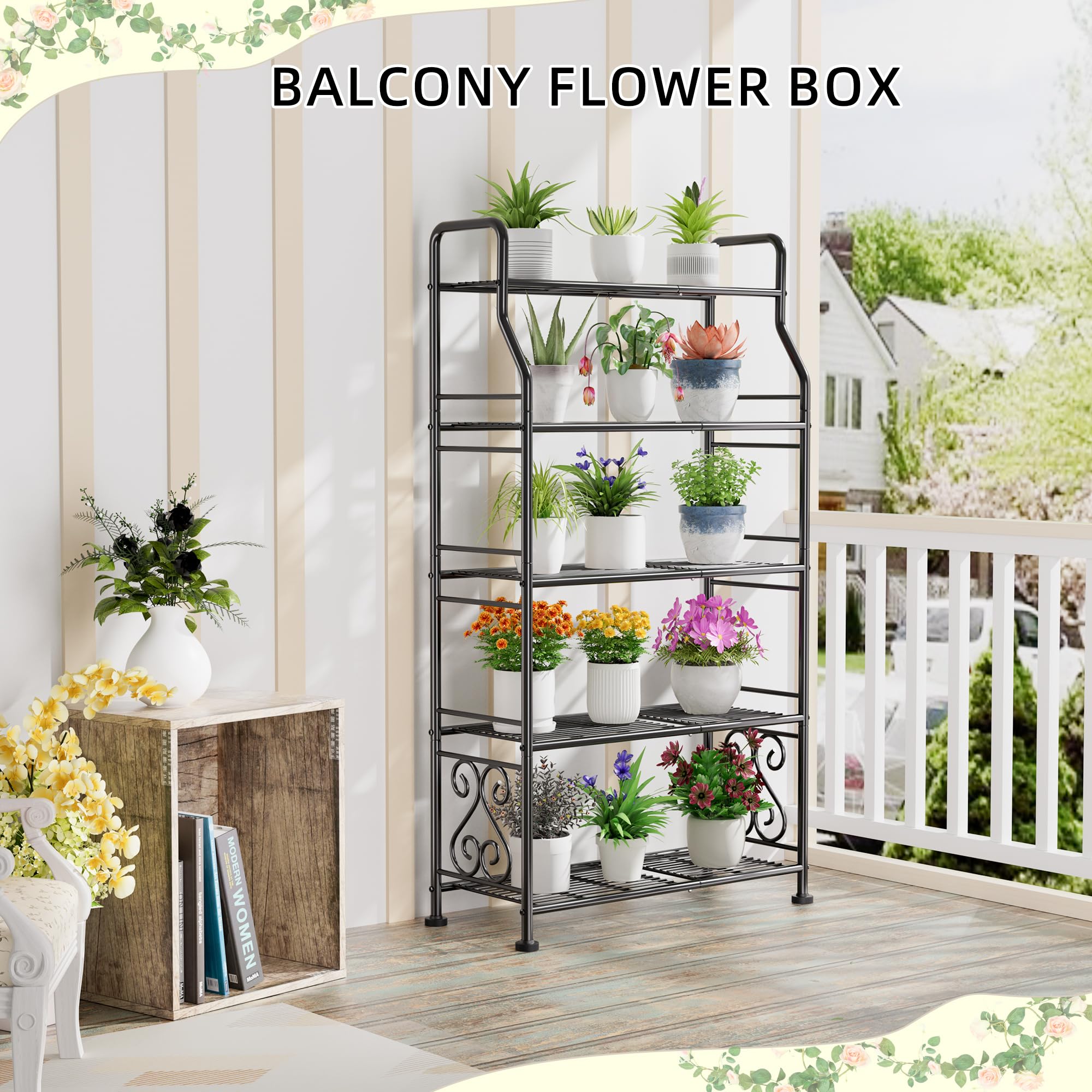 GIOTORENT plant stand shows non-slip feet and reinforced crossbars for stability and safety.
