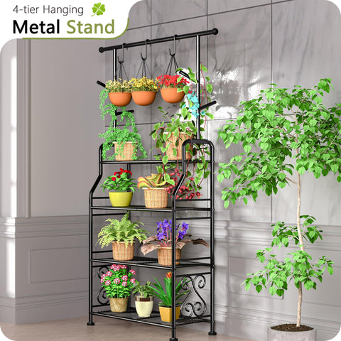 GIOTORENT integrated hooks for hanging plants and tools add versatility.