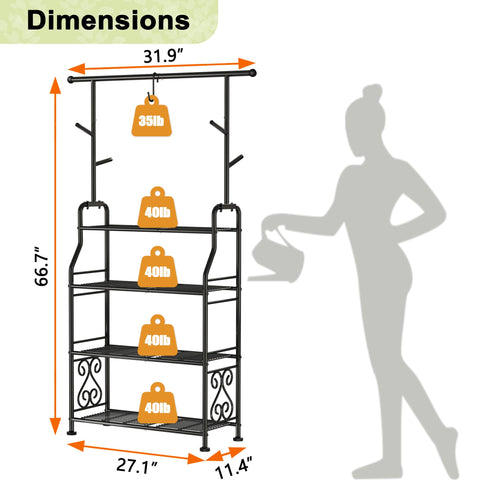 GIOTORENT plant stand with side guardrails provides pot stability.