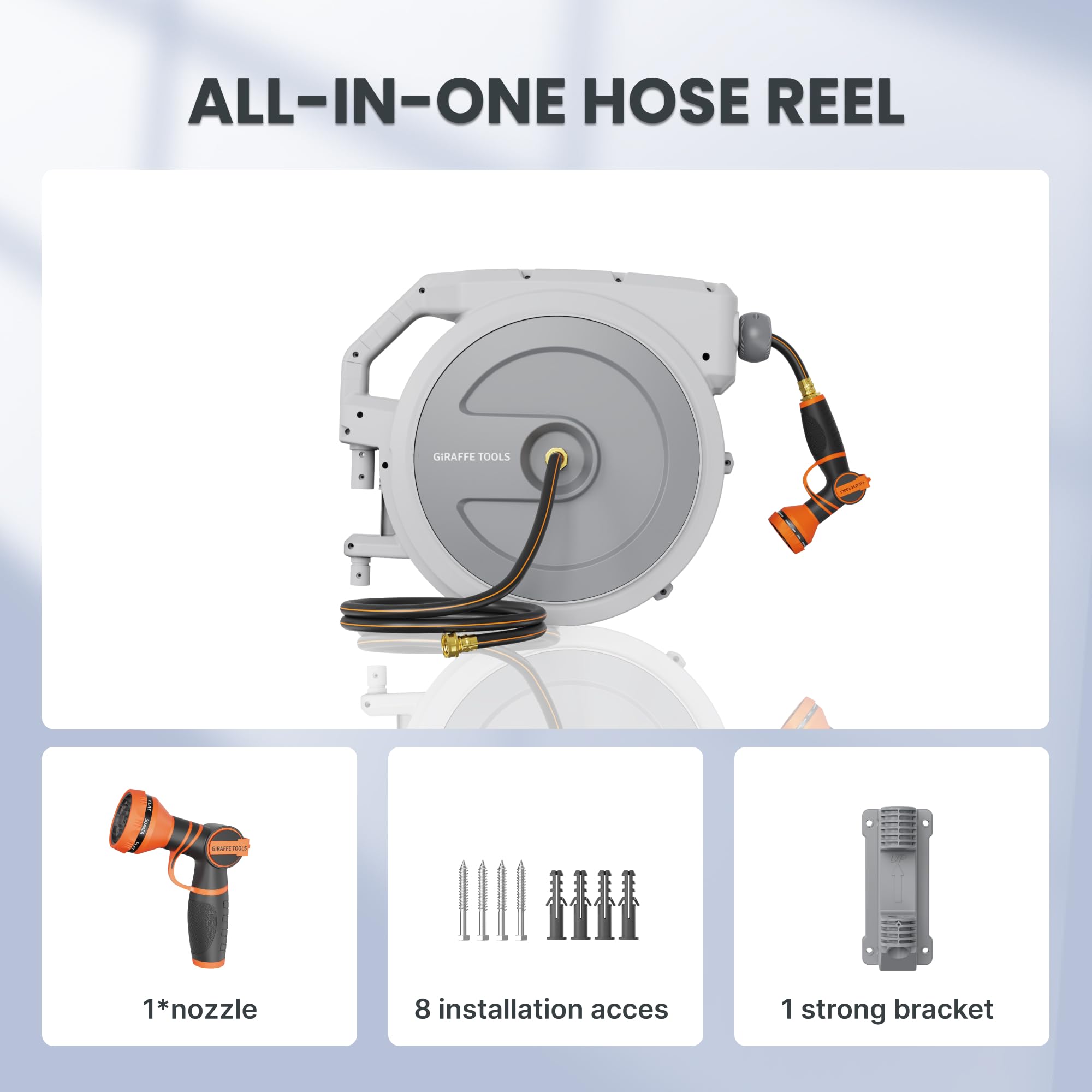 Giraffe Tools 125 ft hybrid hose with leader hose for flexible setup.
