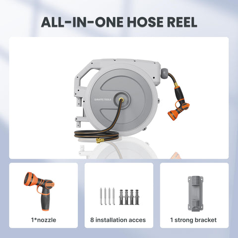 Giraffe Tools 125 ft hybrid hose with leader hose for flexible setup.