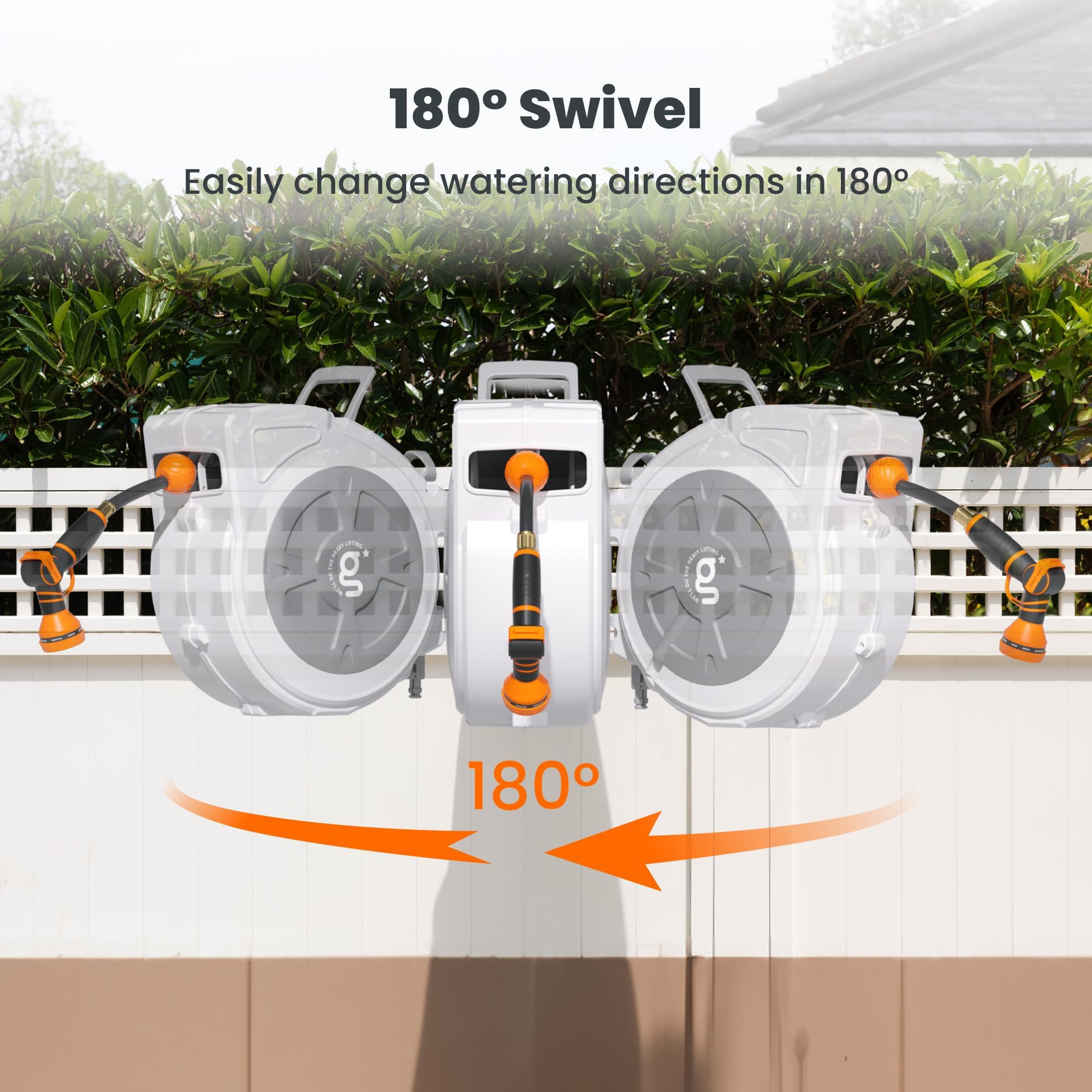 Giraffe Tools 180-degree swivel bracket enables flexible watering from any direction