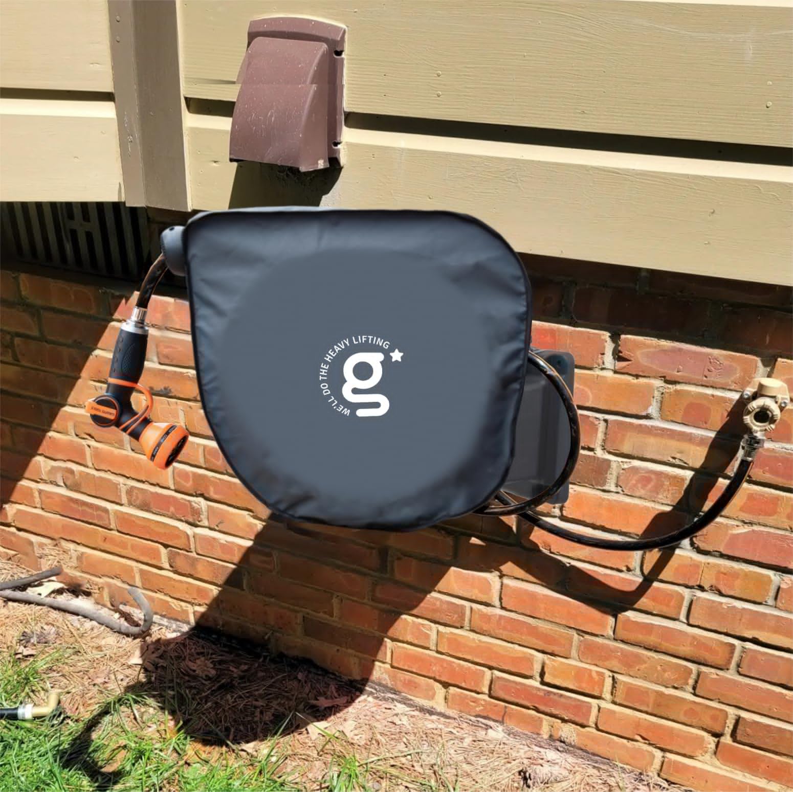 Giraffe Tools AW50 installed cover demonstrates compatible use over reel
